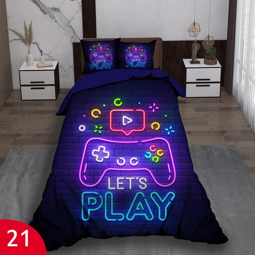 Game Let's Play ست رو تختی تک نفره سه بعدی گیم لتس پلی سرمه ای آبی دسته بازی پلی استیشن ایکس باکس کودک پسرانه