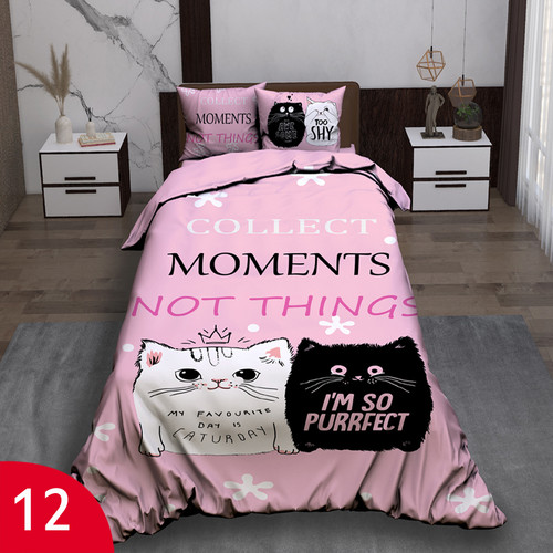 ست رو تختی تک نفره سه بعدی گربه صورتی کودک