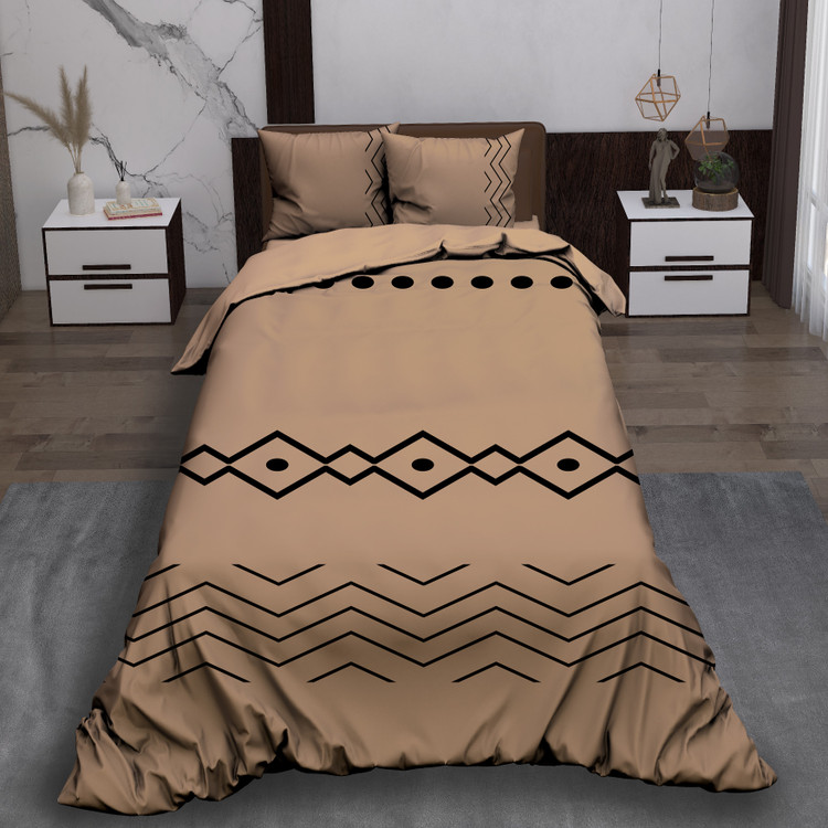 ست رو تختی تک نفره سه بعدی مدرن کرم قهوه ای