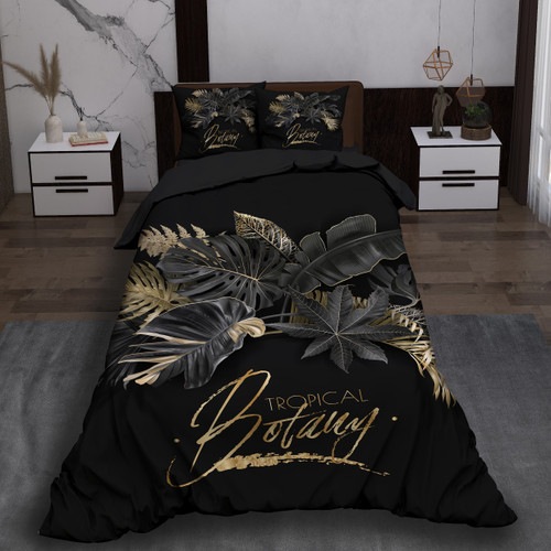 ست رو تختی تک نفره سه بعدی تروپیکال مشکی