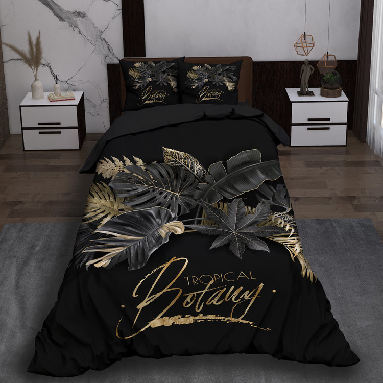 ست رو تختی تک نفره سه بعدی تروپیکال مشکی