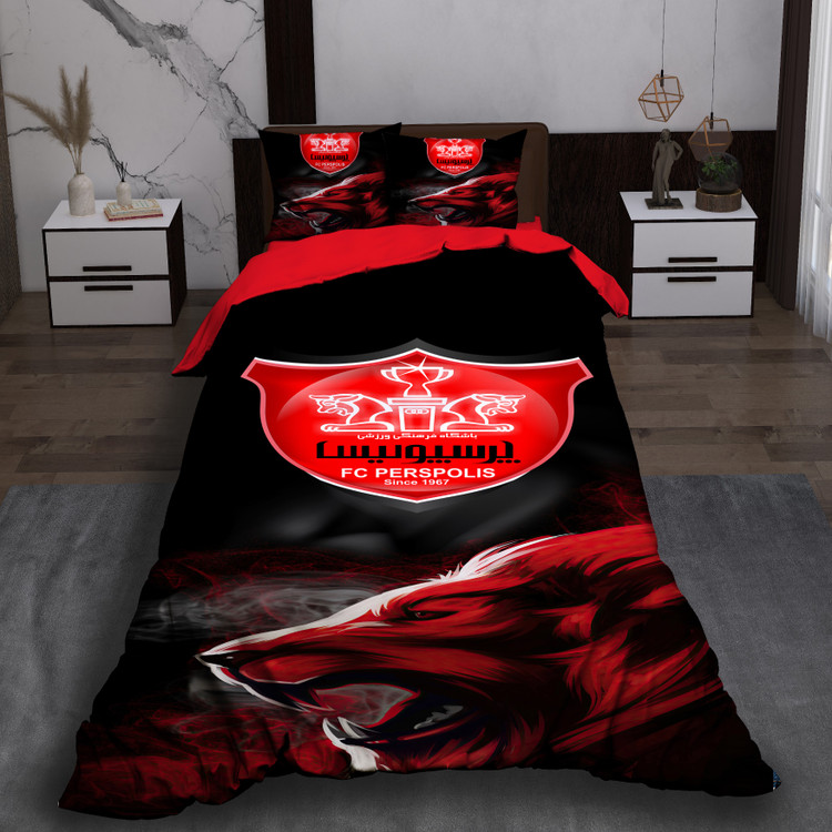 ست رو تختی تک نفره سه بعدی پرسپولیس قرمز مشکی