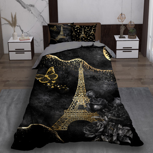 ست رو تختی تک نفره سه بعدی برج ایفل مشکی