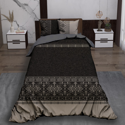 ست رو تختی تک نفره سه بعدی کلاسیک طرح دار مشکی کرم توسی