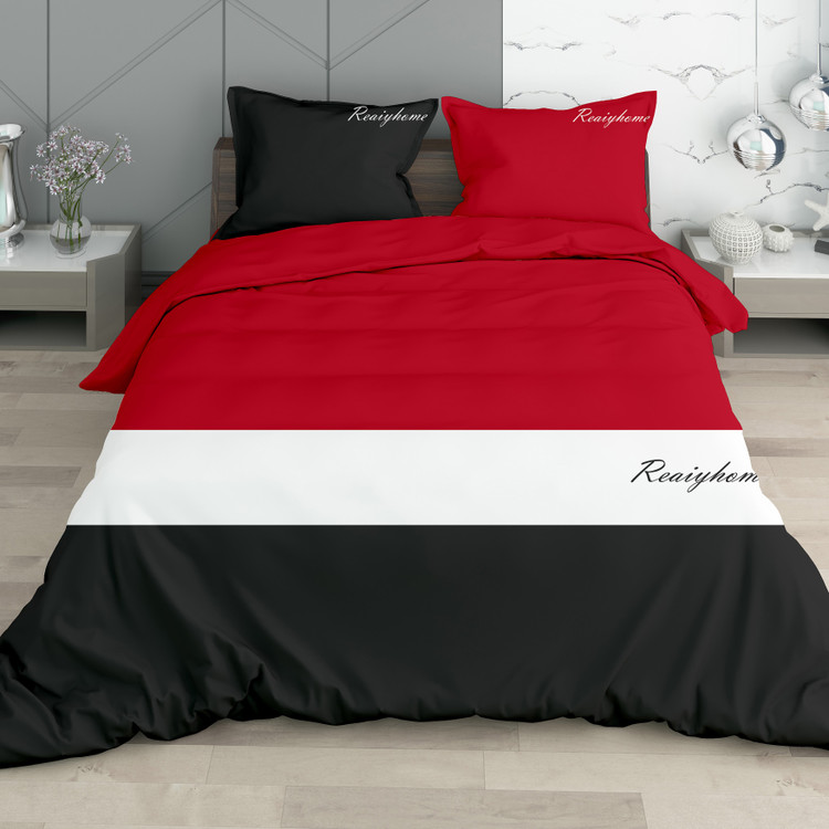 ست رو تختی تک نفره سه بعدی مدرن قرمز مشکی سفید