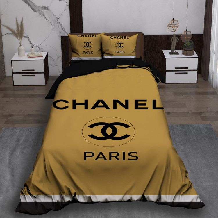 ست رو تختی تک نفره سه بعدی شنل پاریس کرم خردلی