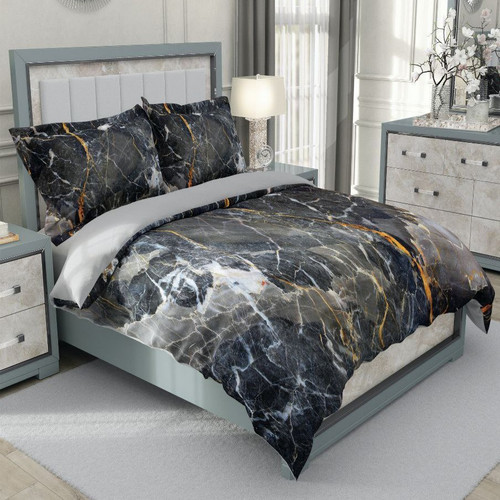 ست رو تختی دو نفره سه بعدی ابر و بادی طرح سنگ توسی مشکی