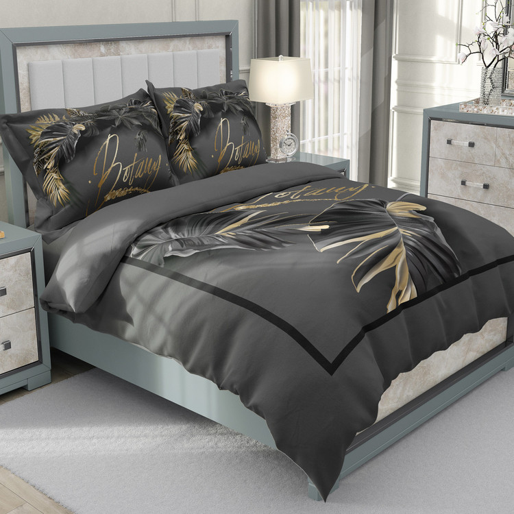 ست رو تختی دو نفره سه بعدی برگ بوتانی توسی تیره روشن