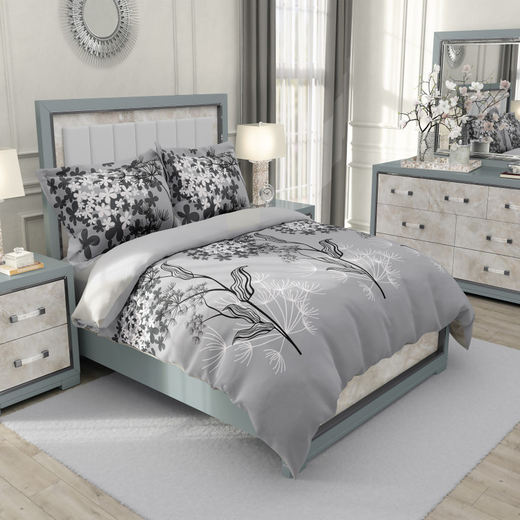 ست رو تختی دو نفره سه بعدی برگ توسی روشن