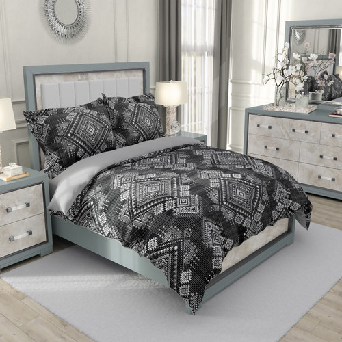 ست رو تختی دو نفره سه بعدی کلاسیک مشکی طرحدار توسی