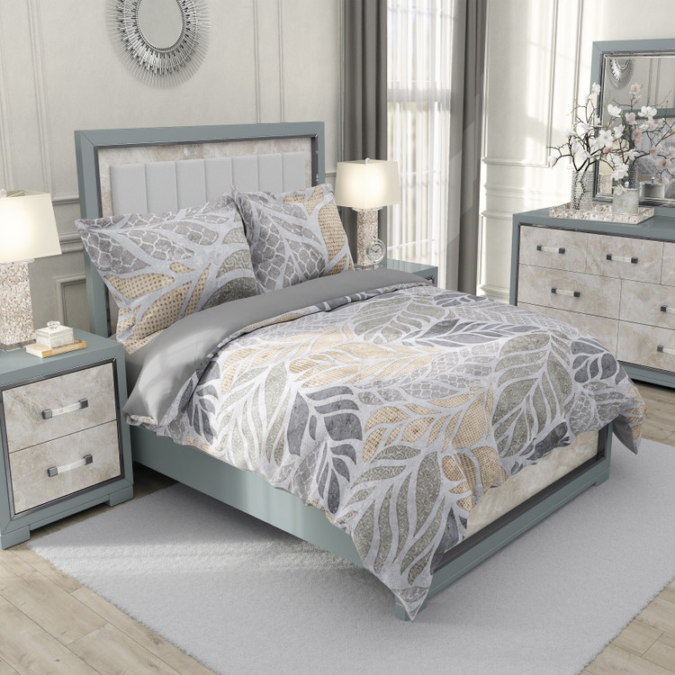 ست رو تختی دو نفره سه بعدی برگ توسی روشن