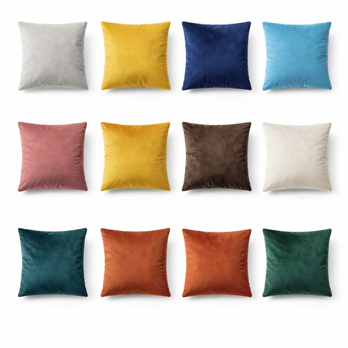 کوسن رنگی با رویه مخمل در رنگ های متنوع قابل شستشو