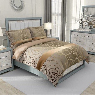 ست رو تختی دو نفره سه بعدی گلبرگ کرم قهوه ای