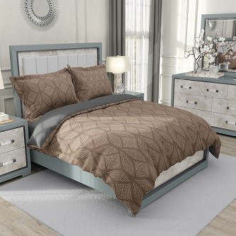 ست رو تختی دو نفره سه بعدی طرح بافت قهوه ای