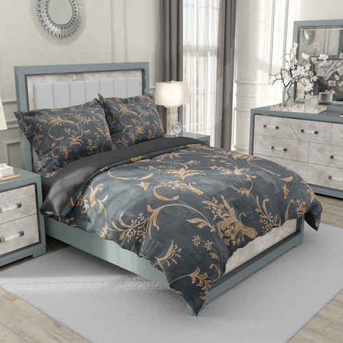 ست رو تختی دو نفره سه بعدی کلاسیک طرح بته جقه شیک