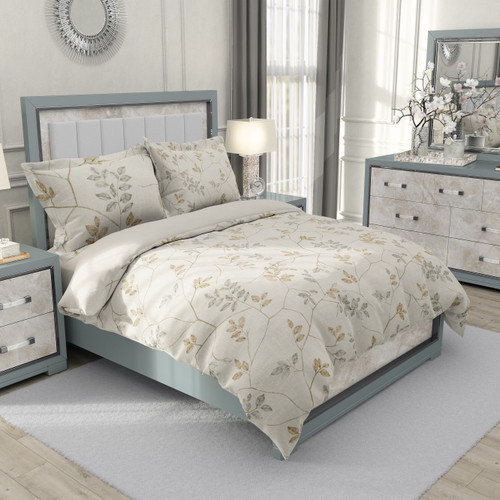 ست رو تختی دو نفره سه بعدی طرح برگ کرم